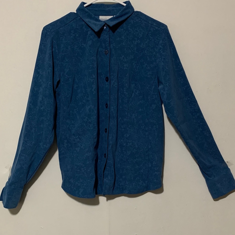 Cascade Blue  Long Sleeve Button-Up Shirt